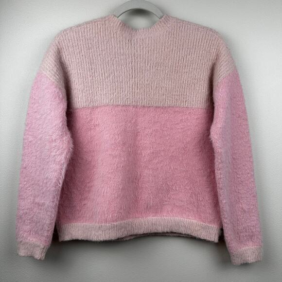 Lovers + Friends x Revolve Sweater Fuzzy Dual Tone Pink Small Ballet Core - Picture 3 of 9
